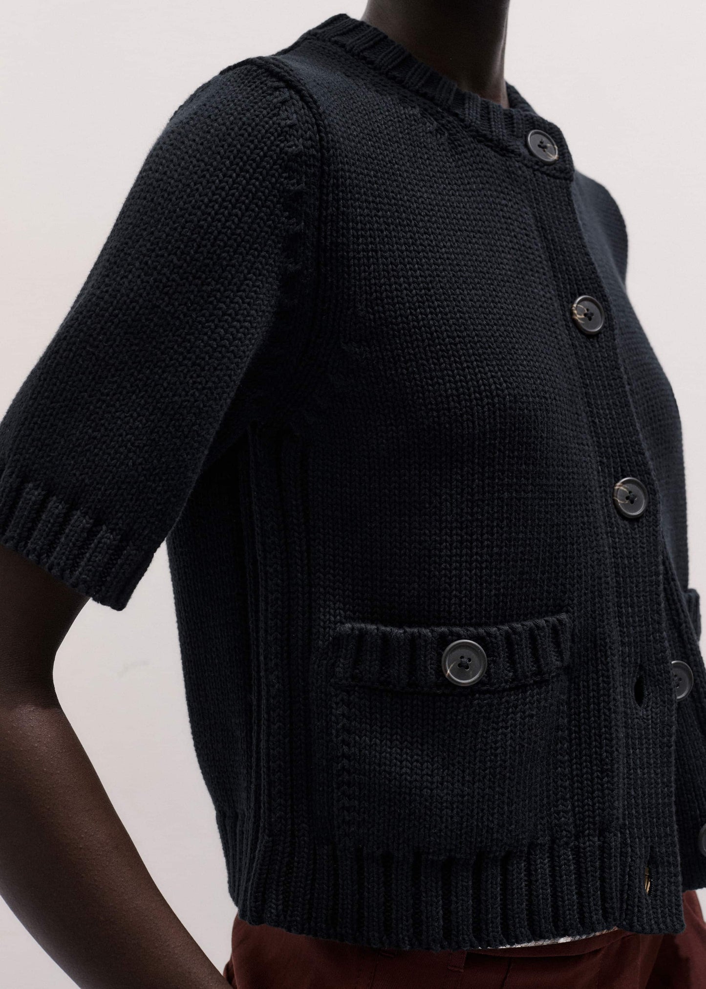 Black Straight Knit Cardigan
