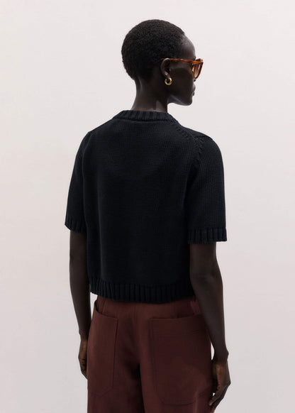 Black Straight Knit Cardigan