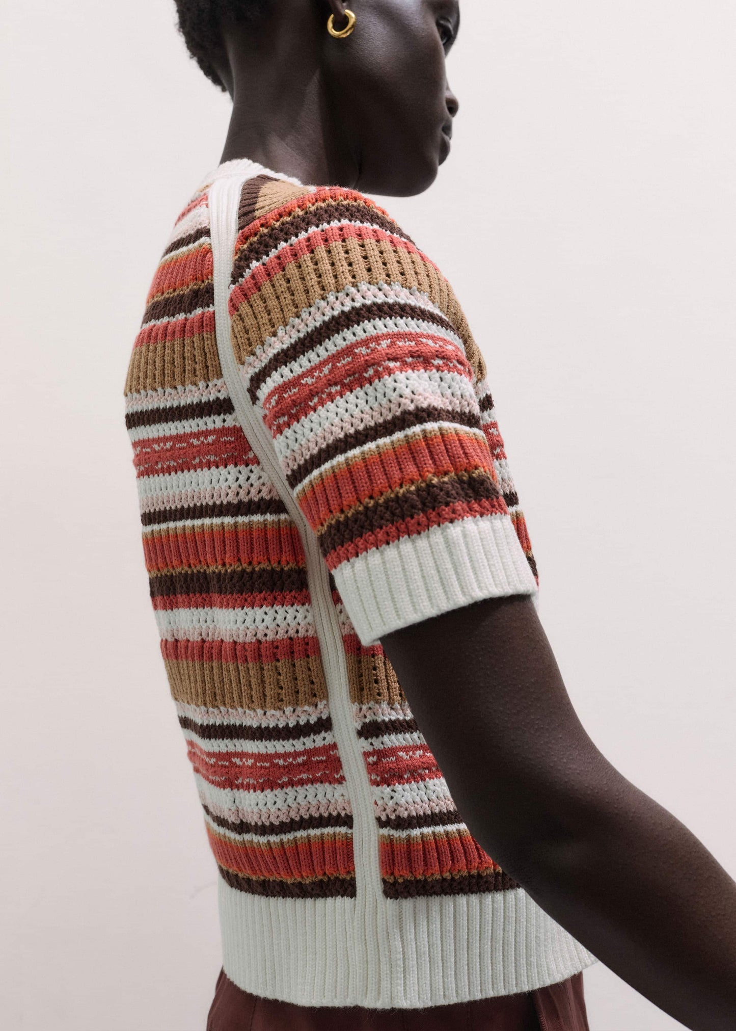 Cinnamon Brown Double Zip Knit Tee