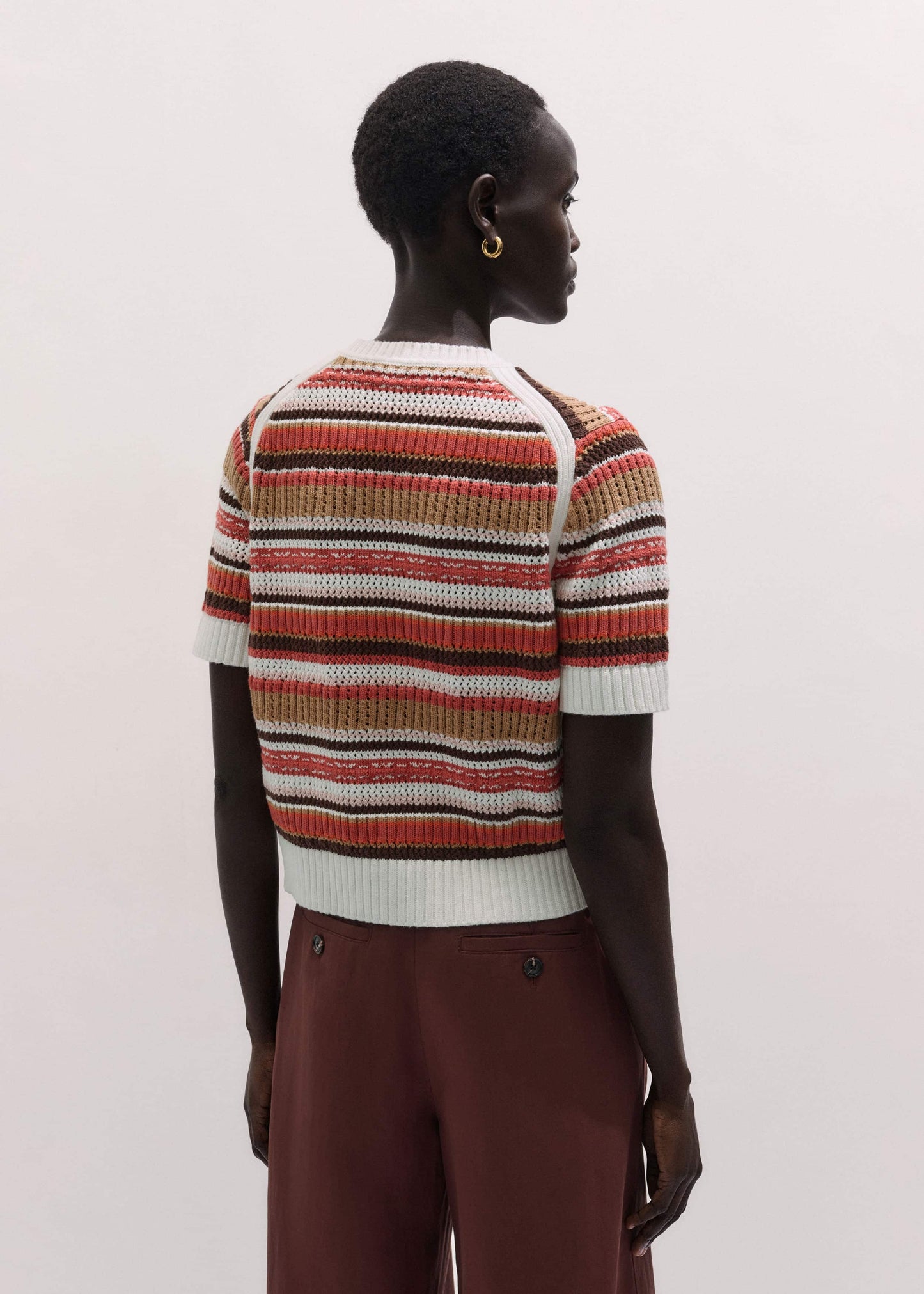 Cinnamon Brown Double Zip Knit Tee