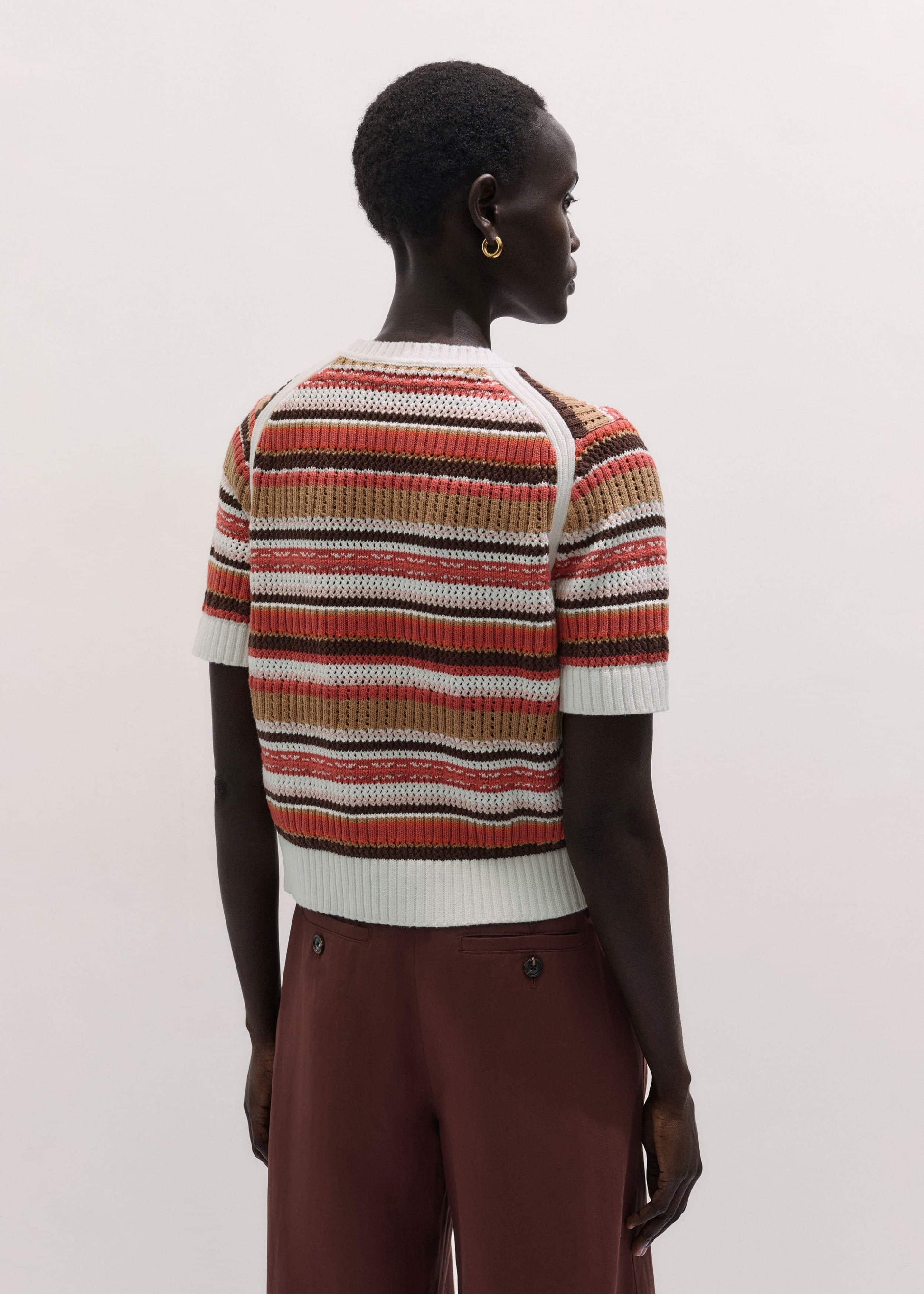 Cinnamon Brown Double Zip Knit Tee