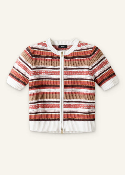 Cinnamon Brown Double Zip Knit Tee