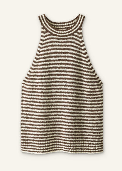 Brown Stripe Halterneck Tank