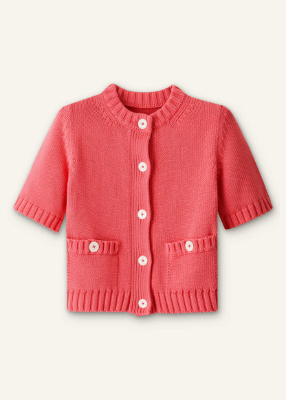 Pink Straight Knit Cardigan
