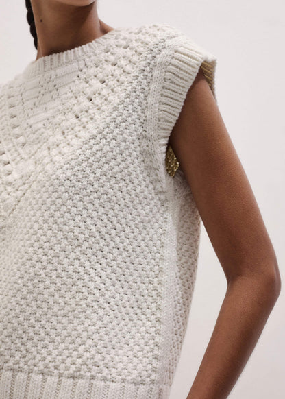 Cream Relaxed Knit Vest