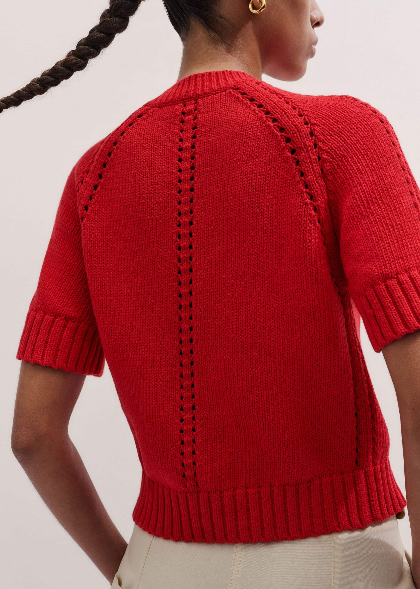 Red Short Sleeve Cardigan