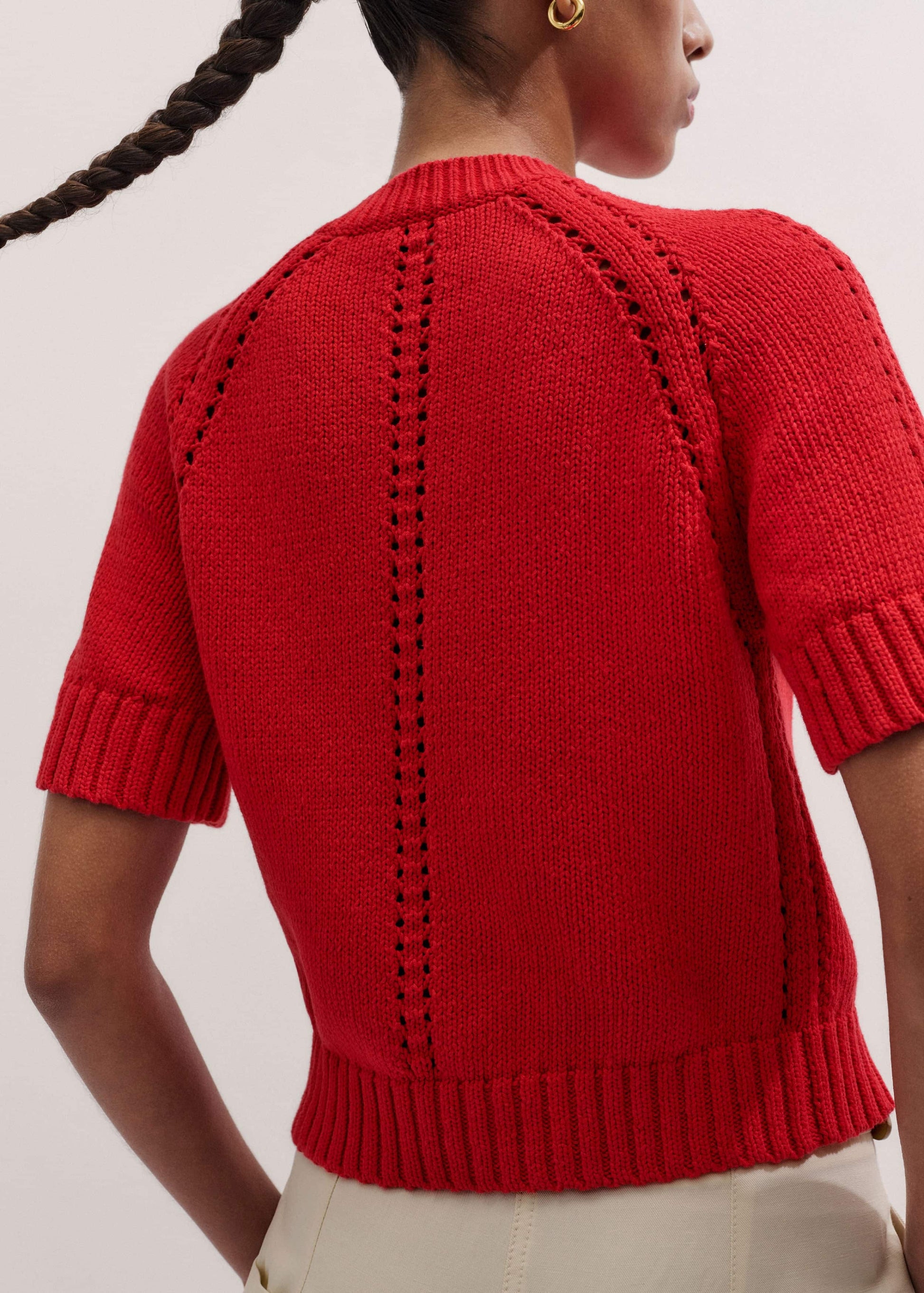 Red Short Sleeve Cardigan