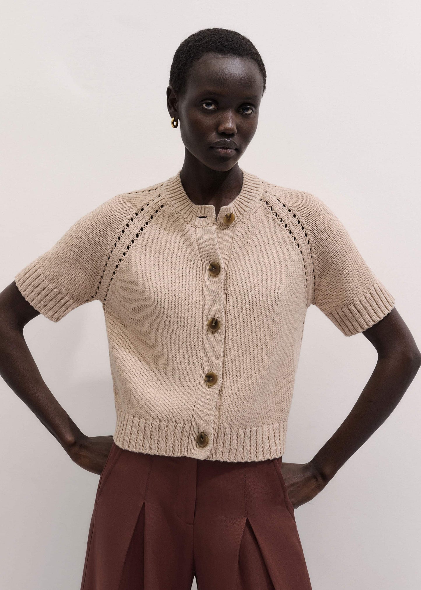Stone Short Sleeve Cardigan