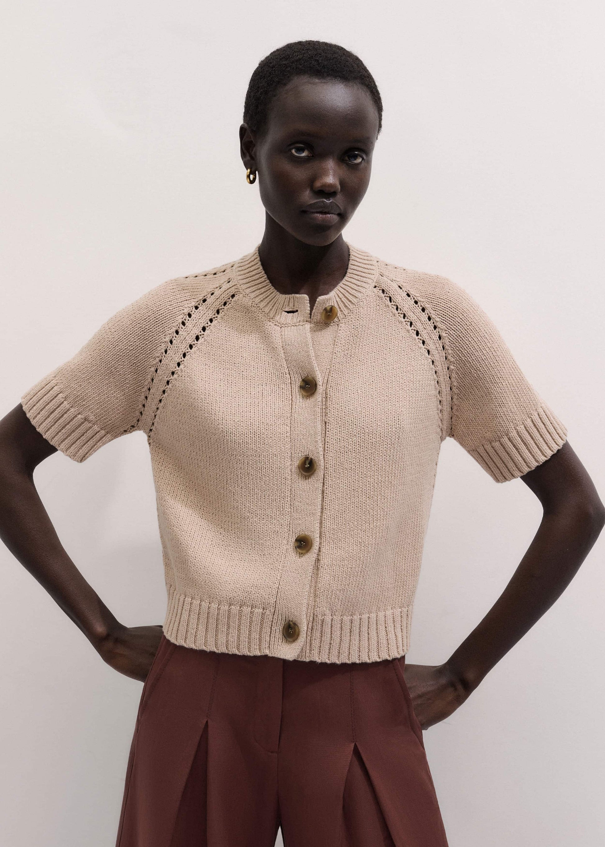 Stone Short Sleeve Cardigan