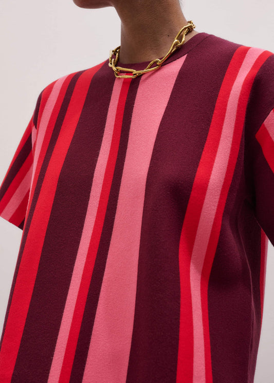Pink Milano Stripe Relaxed Knit Tee