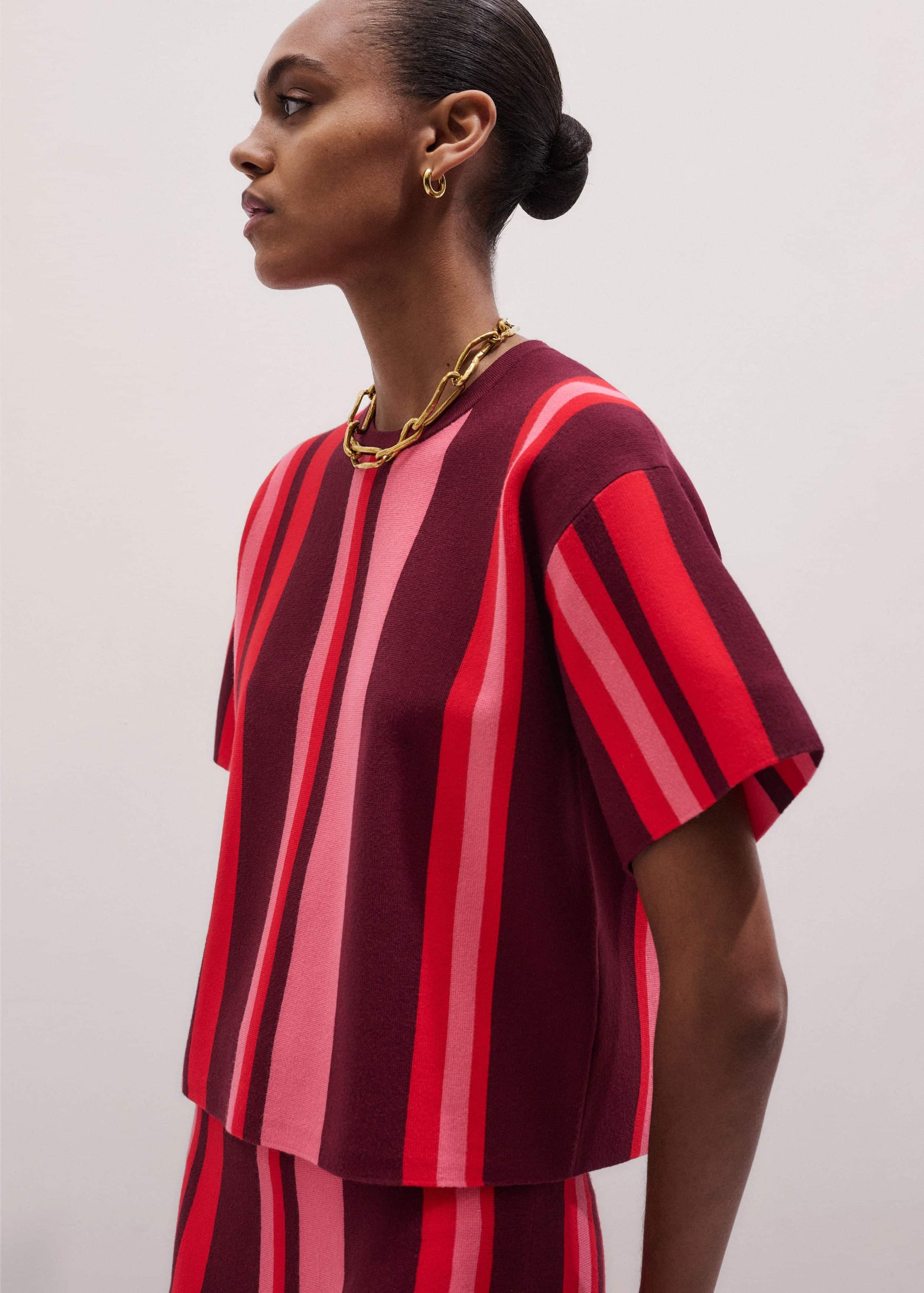 Pink Milano Stripe Relaxed Knit Tee