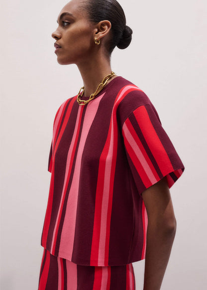 Pink Milano Stripe Relaxed Knit Tee