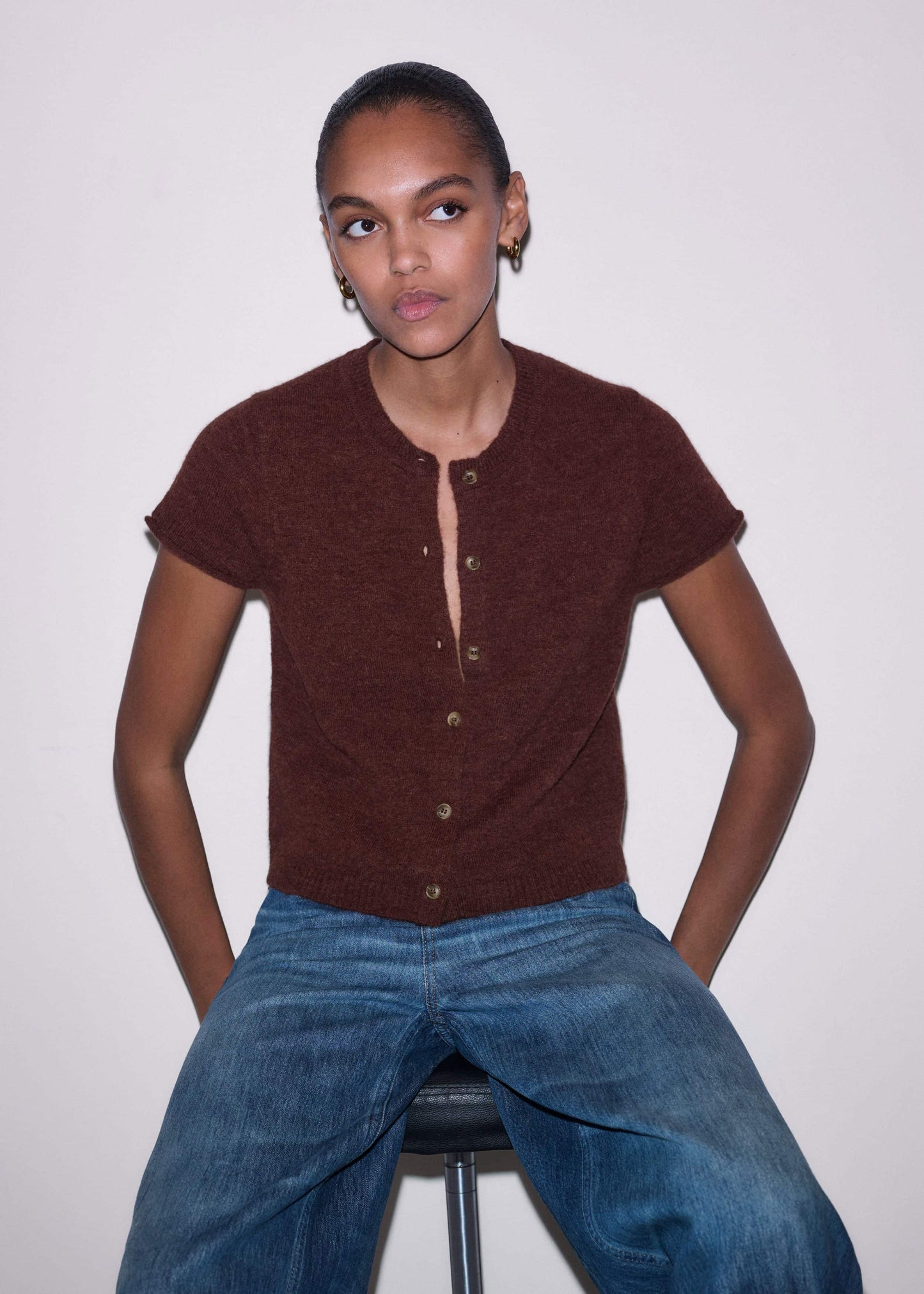 Cinnamon Alpaca Button-Through Knit Baby Tee