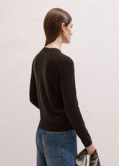 Brown Barely There Contrast Slim Cardigan