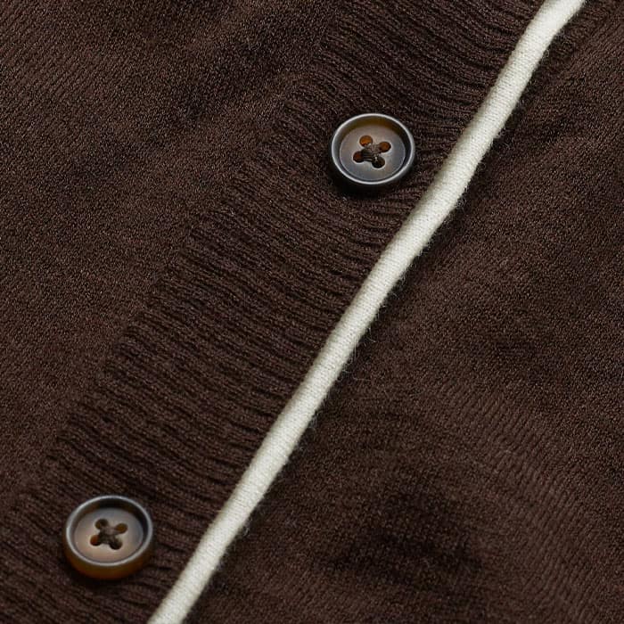 Brown Barely There Contrast Slim Cardigan