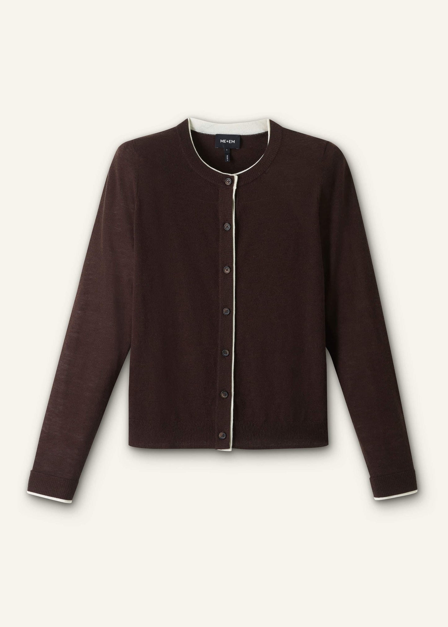 Brown Barely There Contrast Slim Cardigan