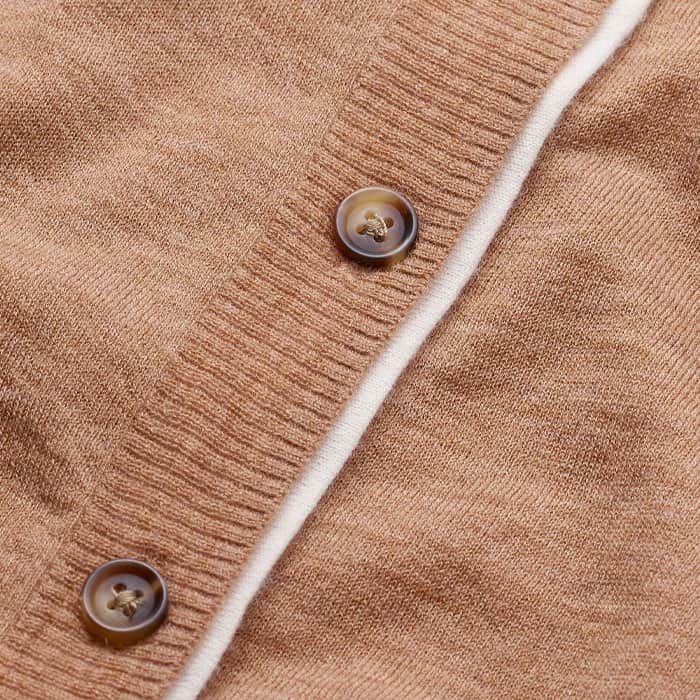 Camel Brown Barely There Contrast Slim Cardigan
