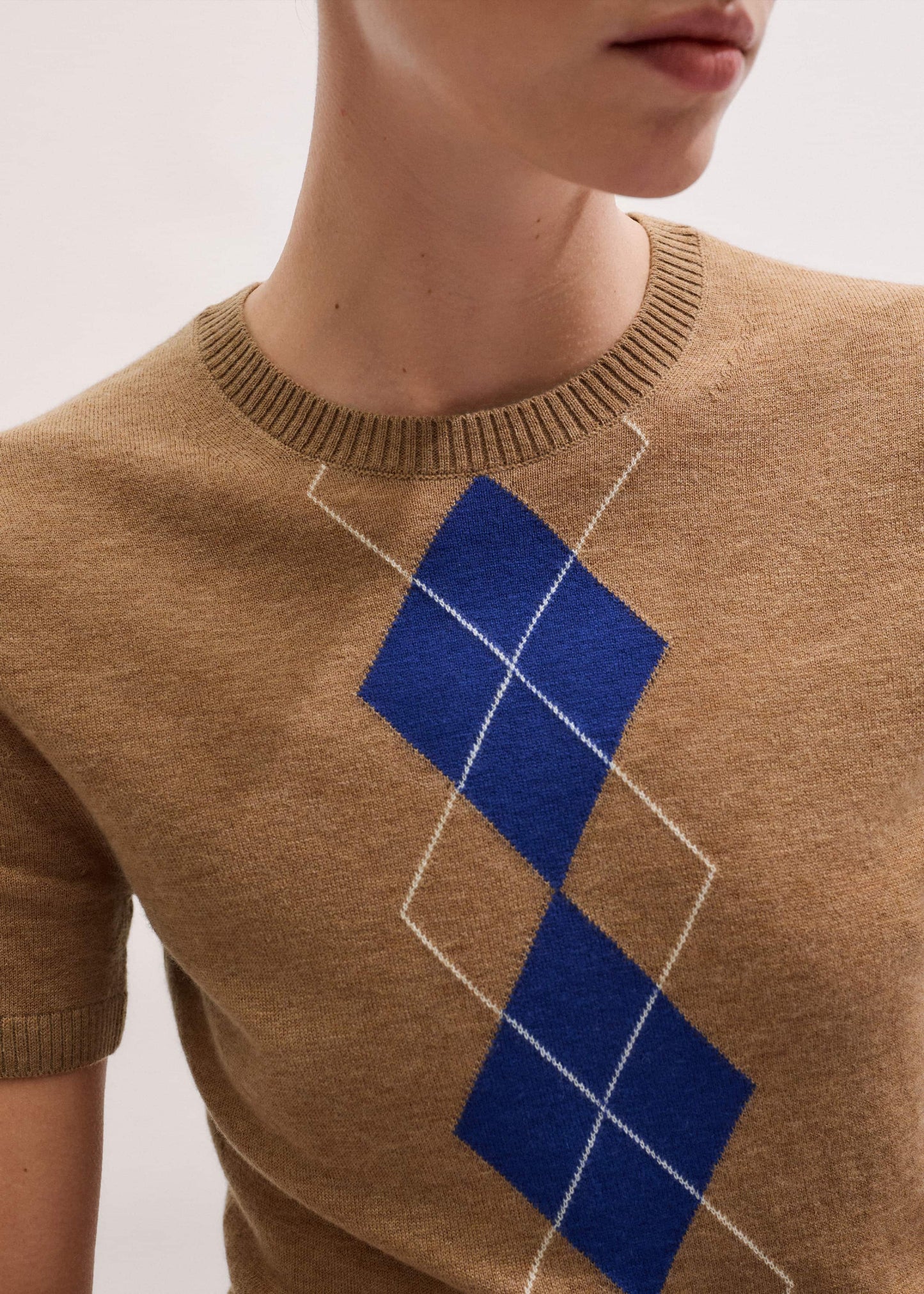 Brown Fine Argyle Slim Tee