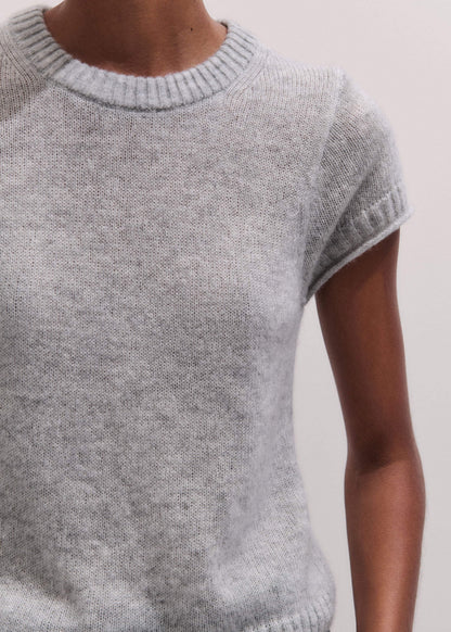 Gray Merino Cashmere Silk Straight Baby Tee