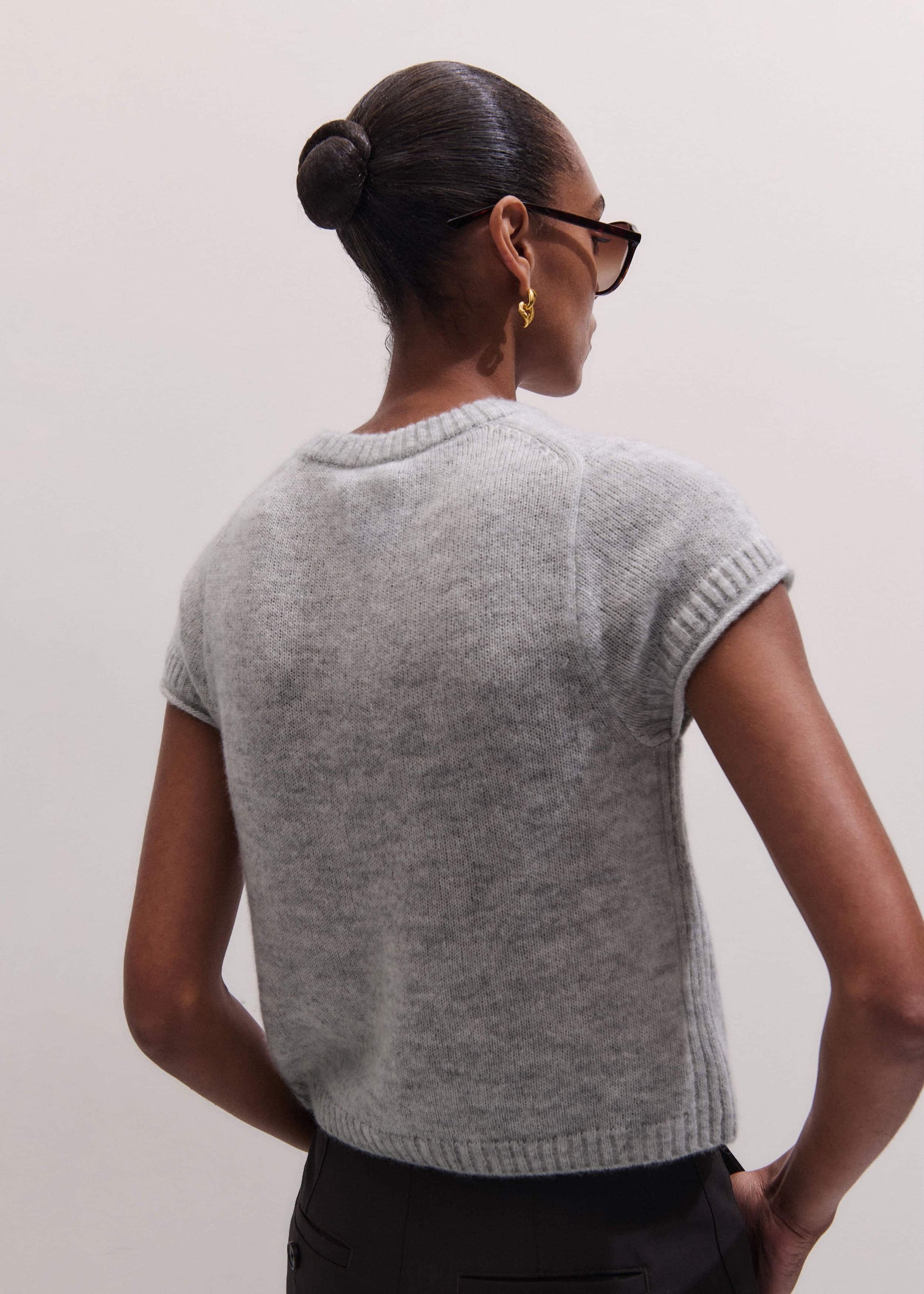 Gray Merino Cashmere Silk Straight Baby Tee