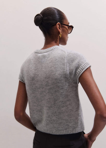 Gray Merino Cashmere Silk Straight Baby Tee