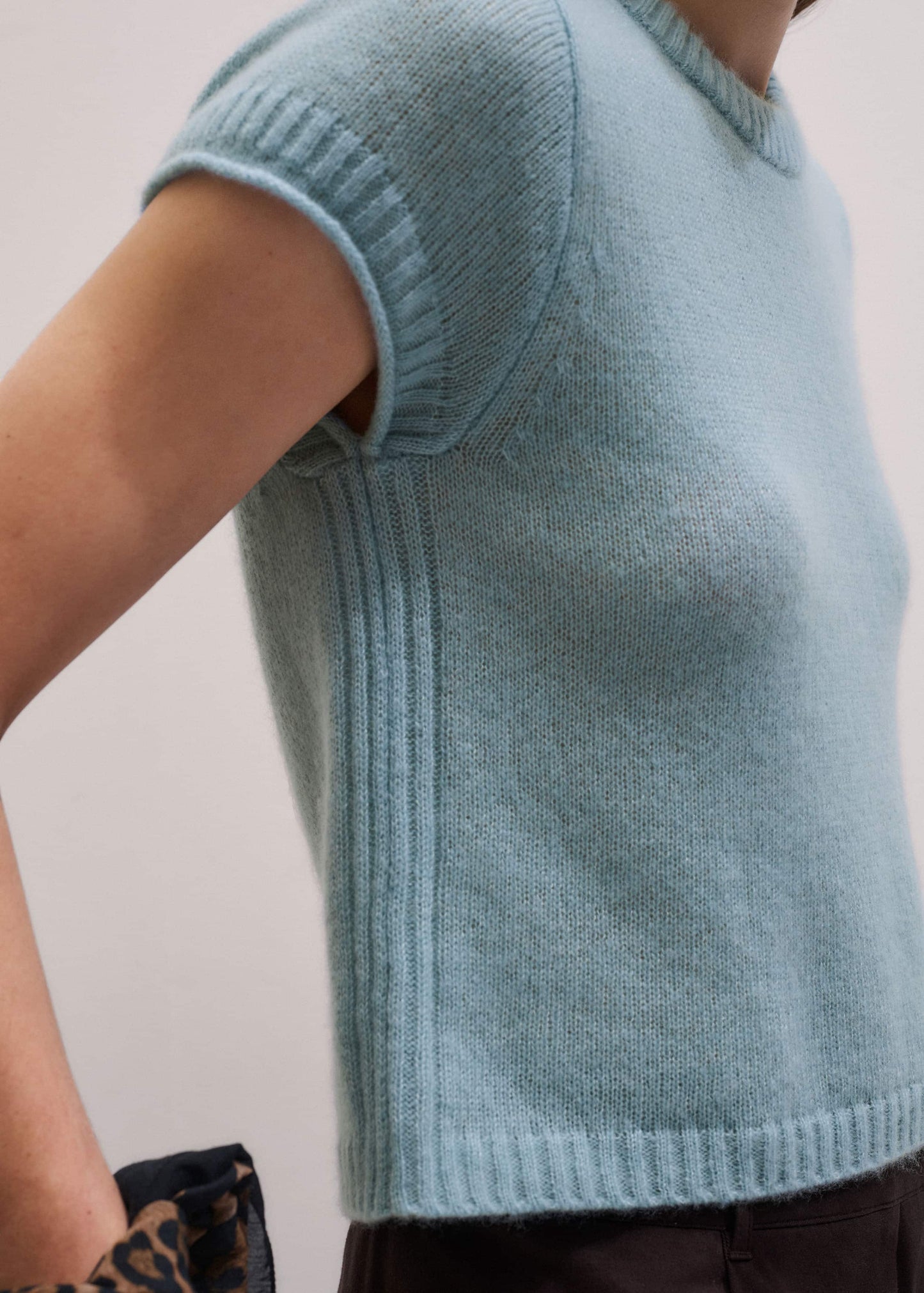 Blue Merino Cashmere Silk Straight Baby Tee