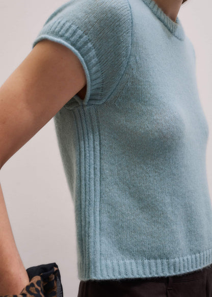 Blue Merino Cashmere Silk Straight Baby Tee