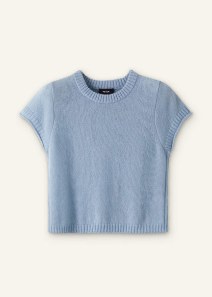 Blue Merino Cashmere Silk Straight Baby Tee