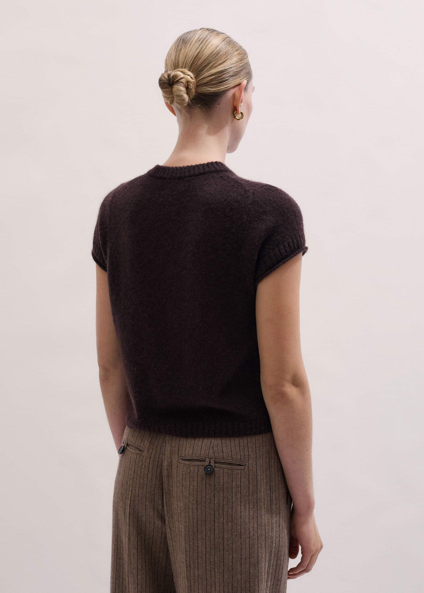 Brown Merino Cashmere Silk Straight Baby Tee