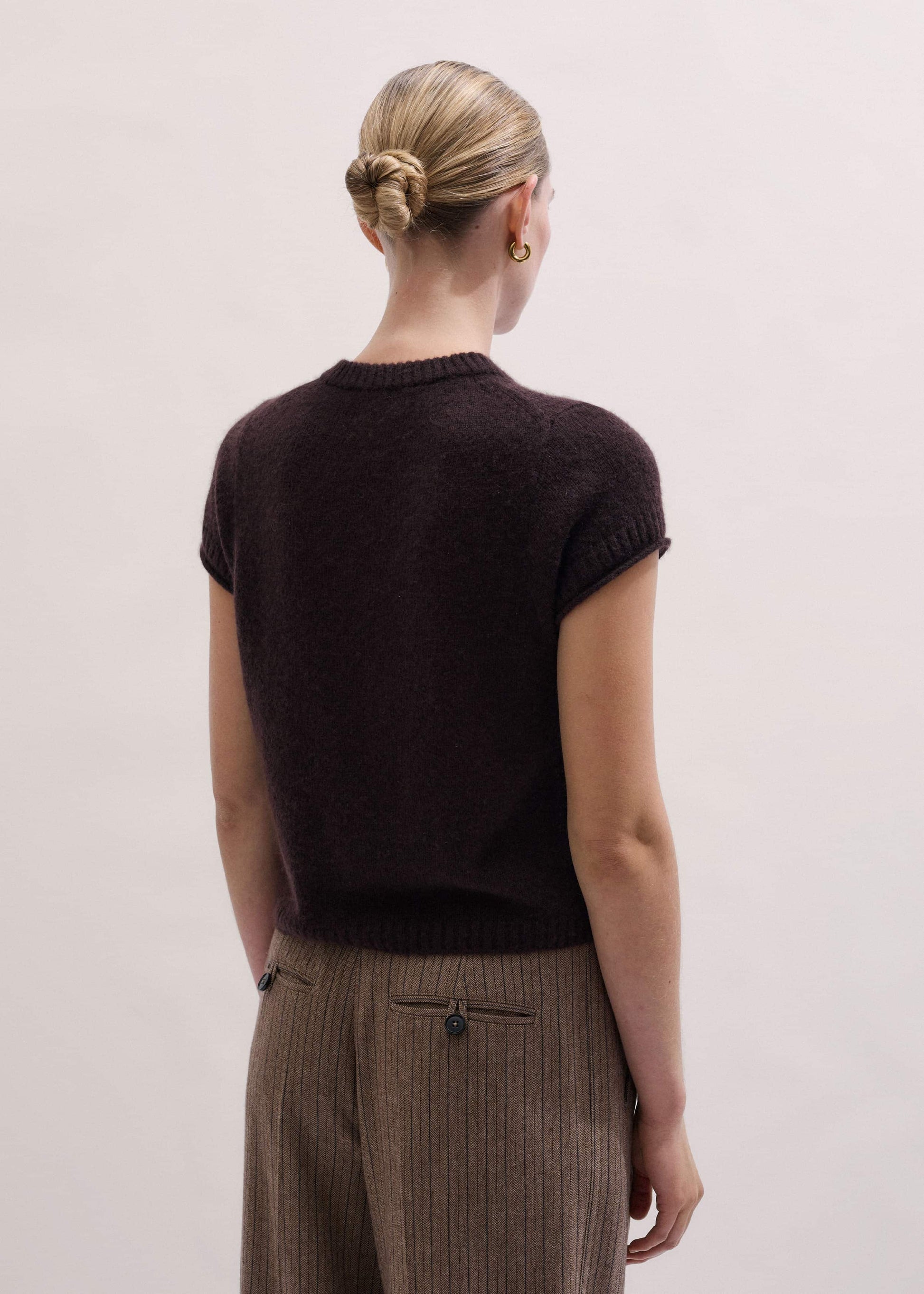 Brown Merino Cashmere Silk Straight Baby Tee