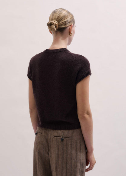 Brown Merino Cashmere Silk Straight Baby Tee