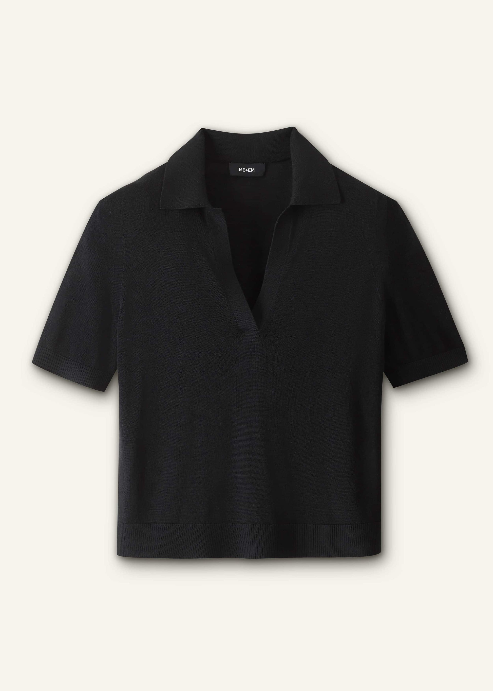 Black Silk Slim Knit Polo Tee