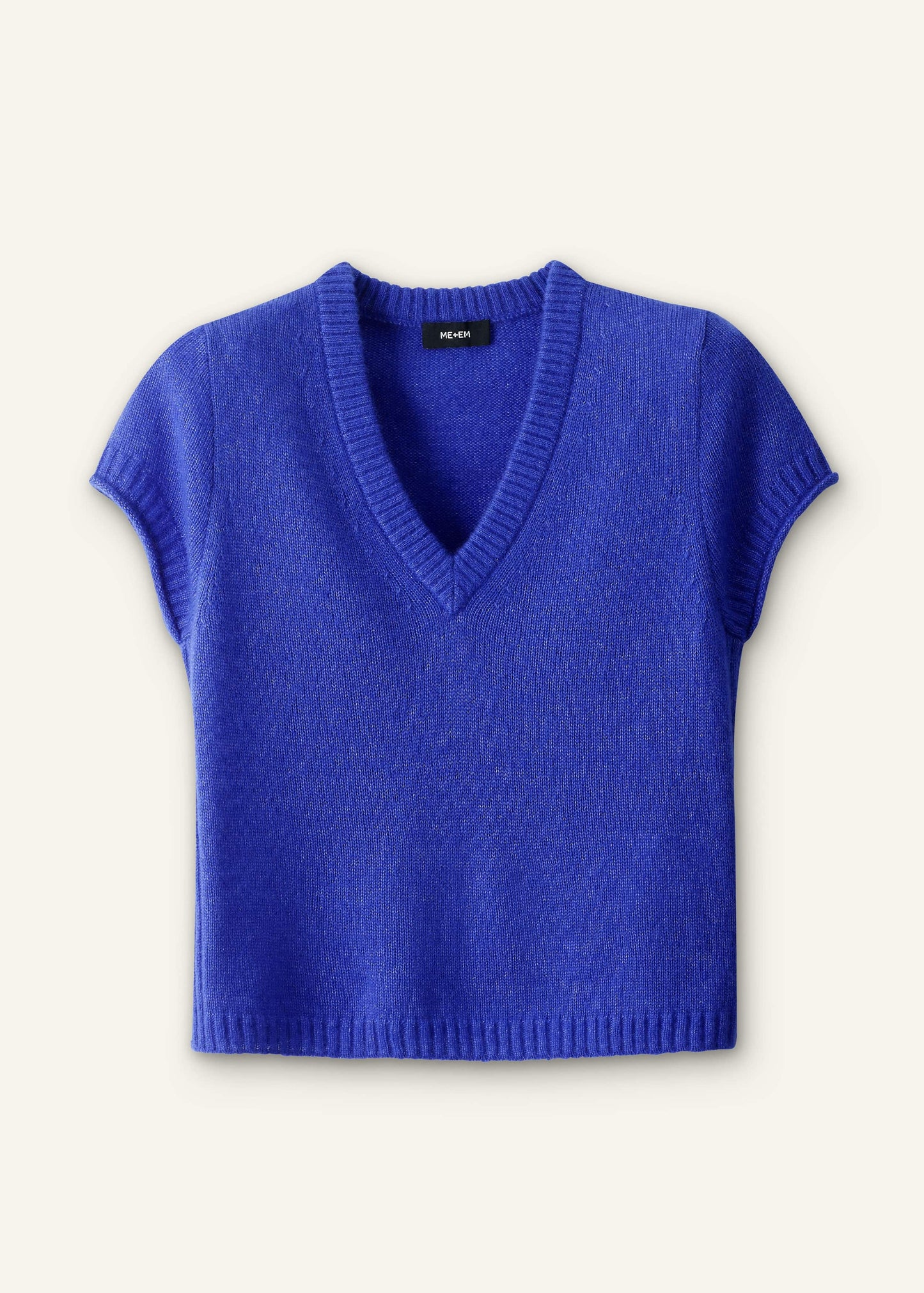 Blue Merino Cashmere Silk V-Neck Baby Tee