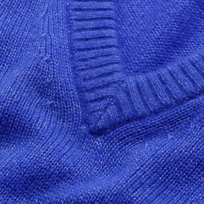 Blue Merino Cashmere Silk V-Neck Baby Tee