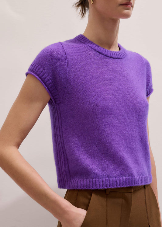 Purple Merino Cashmere Silk Straight Baby Tee