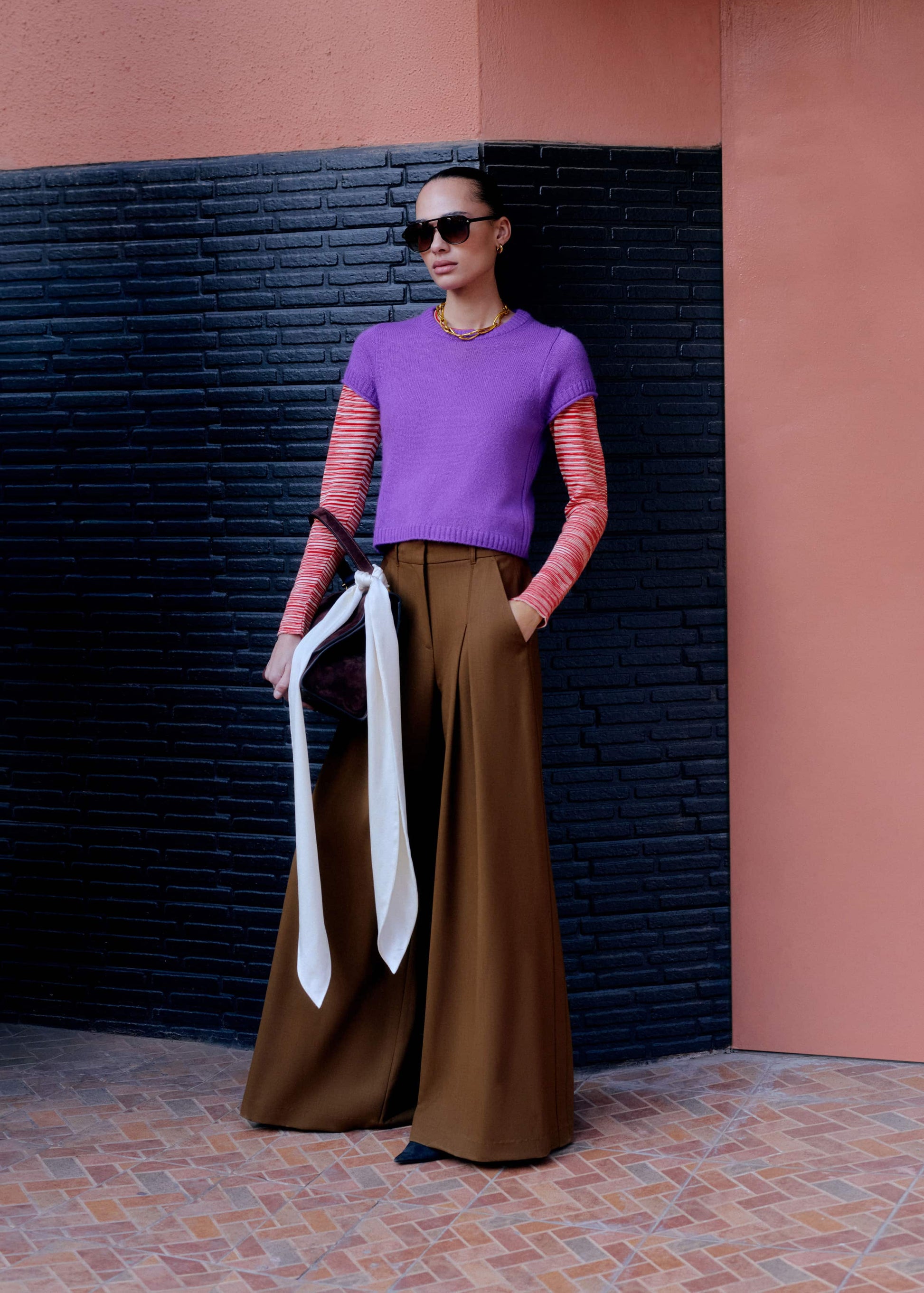 Purple Merino Cashmere Silk Straight Baby Tee
