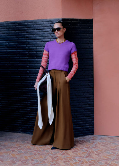 Purple Merino Cashmere Silk Straight Baby Tee