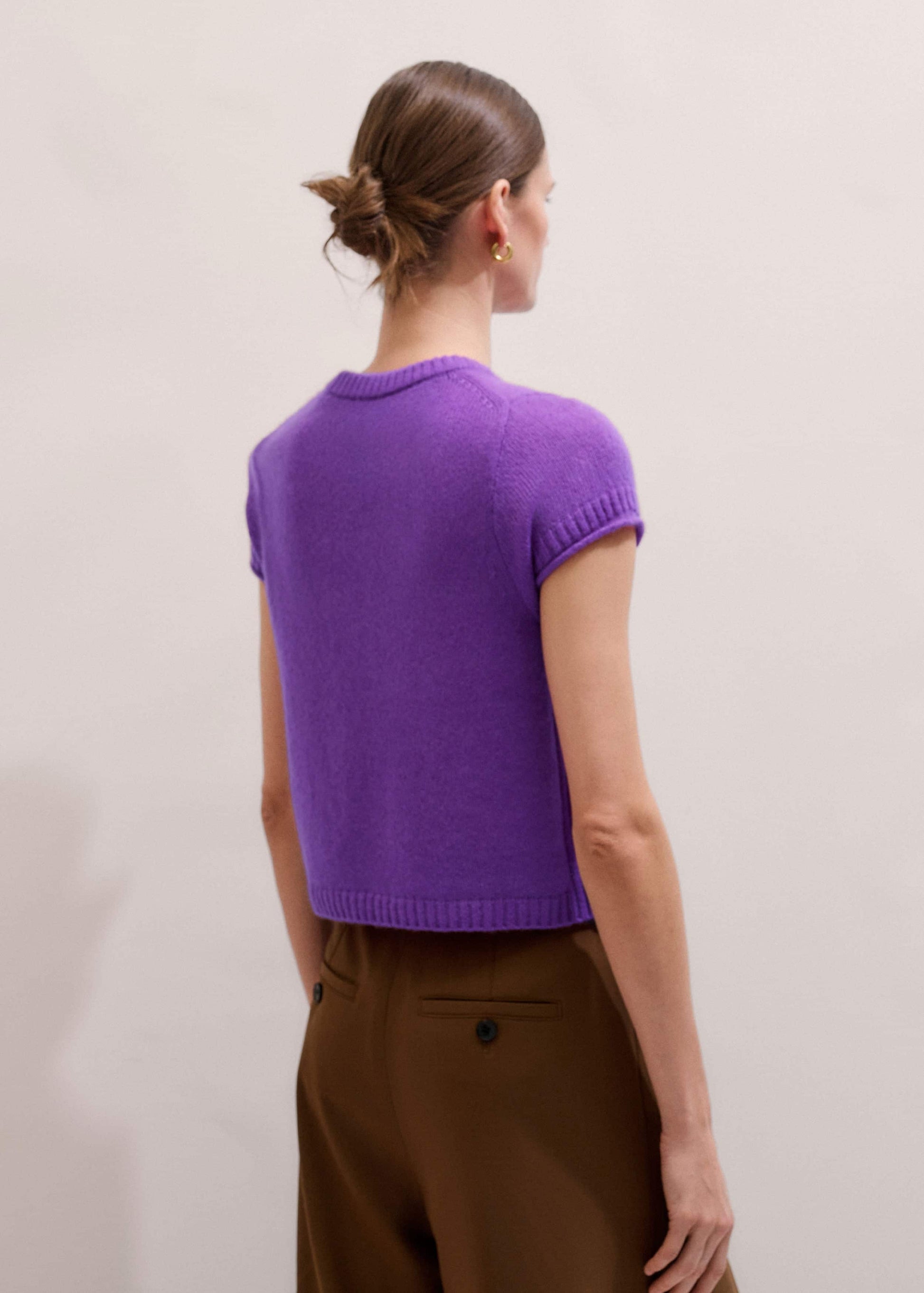 Purple Merino Cashmere Silk Straight Baby Tee