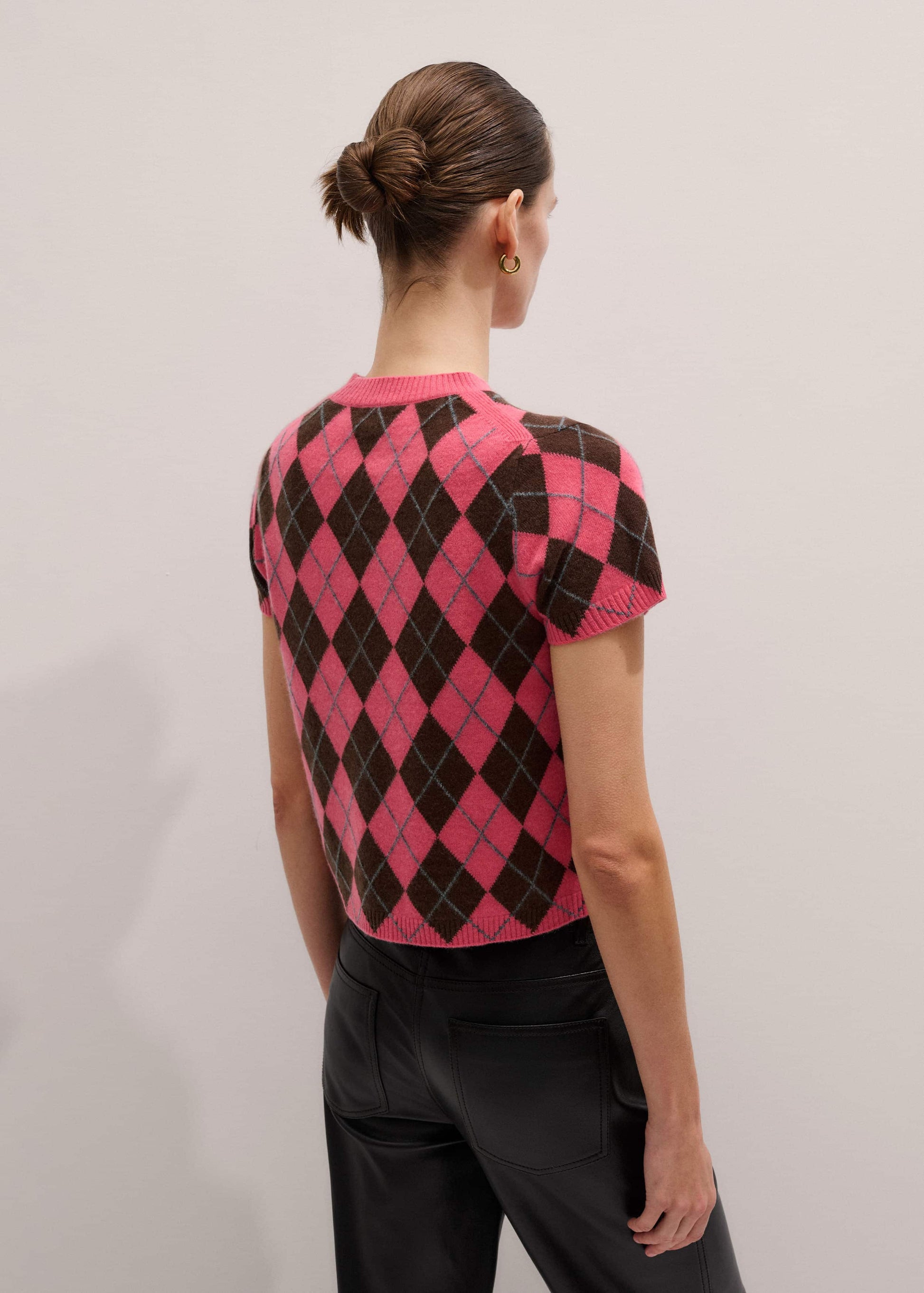 Pink Cashmere Argyle Knit Baby Tee