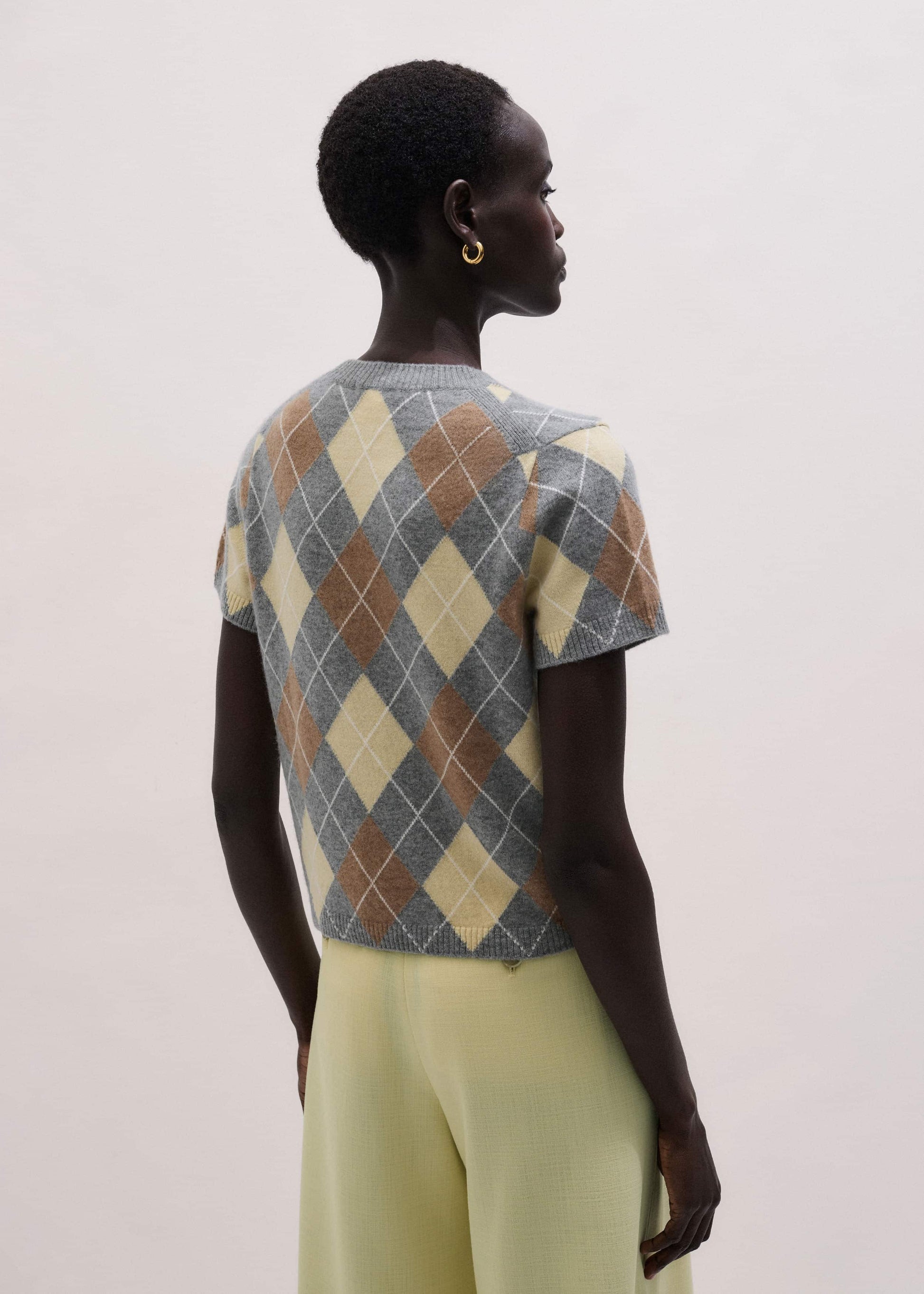 Yellow Cashmere Argyle Baby Tee