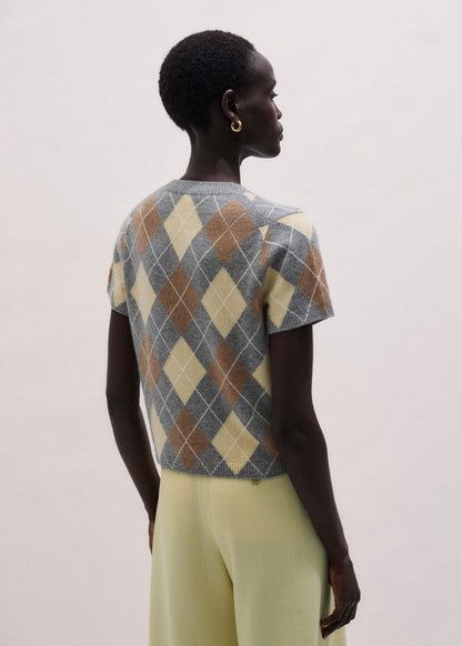 Yellow Cashmere Argyle Baby Tee