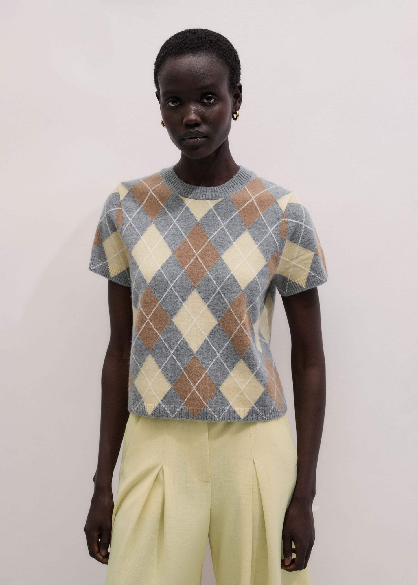 Yellow Cashmere Argyle Baby Tee