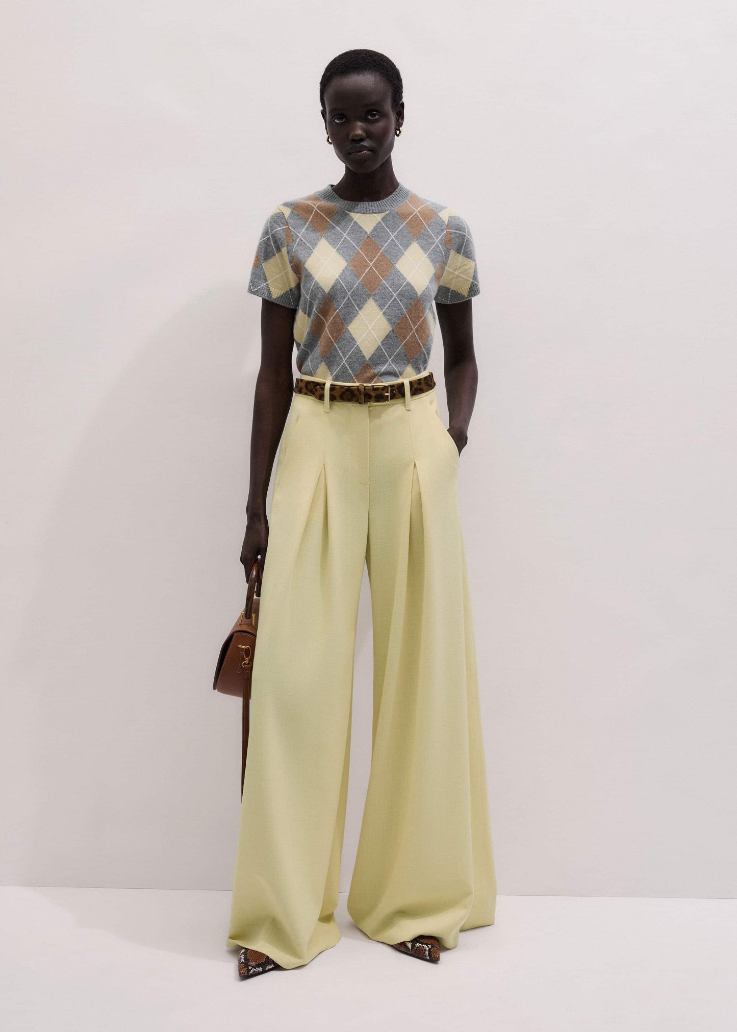 Yellow Cashmere Argyle Baby Tee