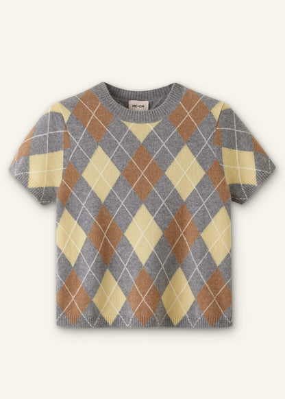 Yellow Cashmere Argyle Baby Tee