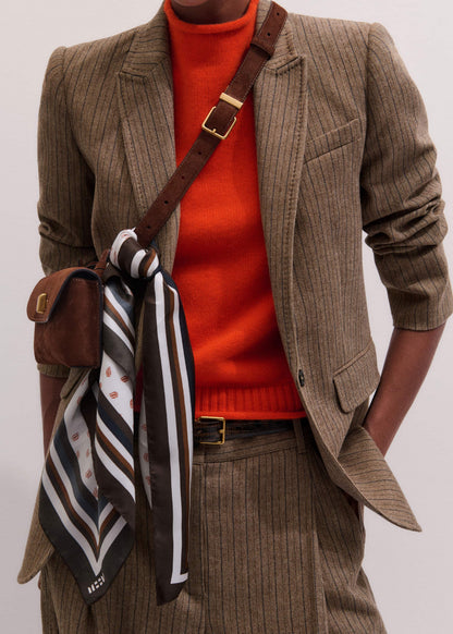 Orange Cashmere Roll Trim Knit Tee