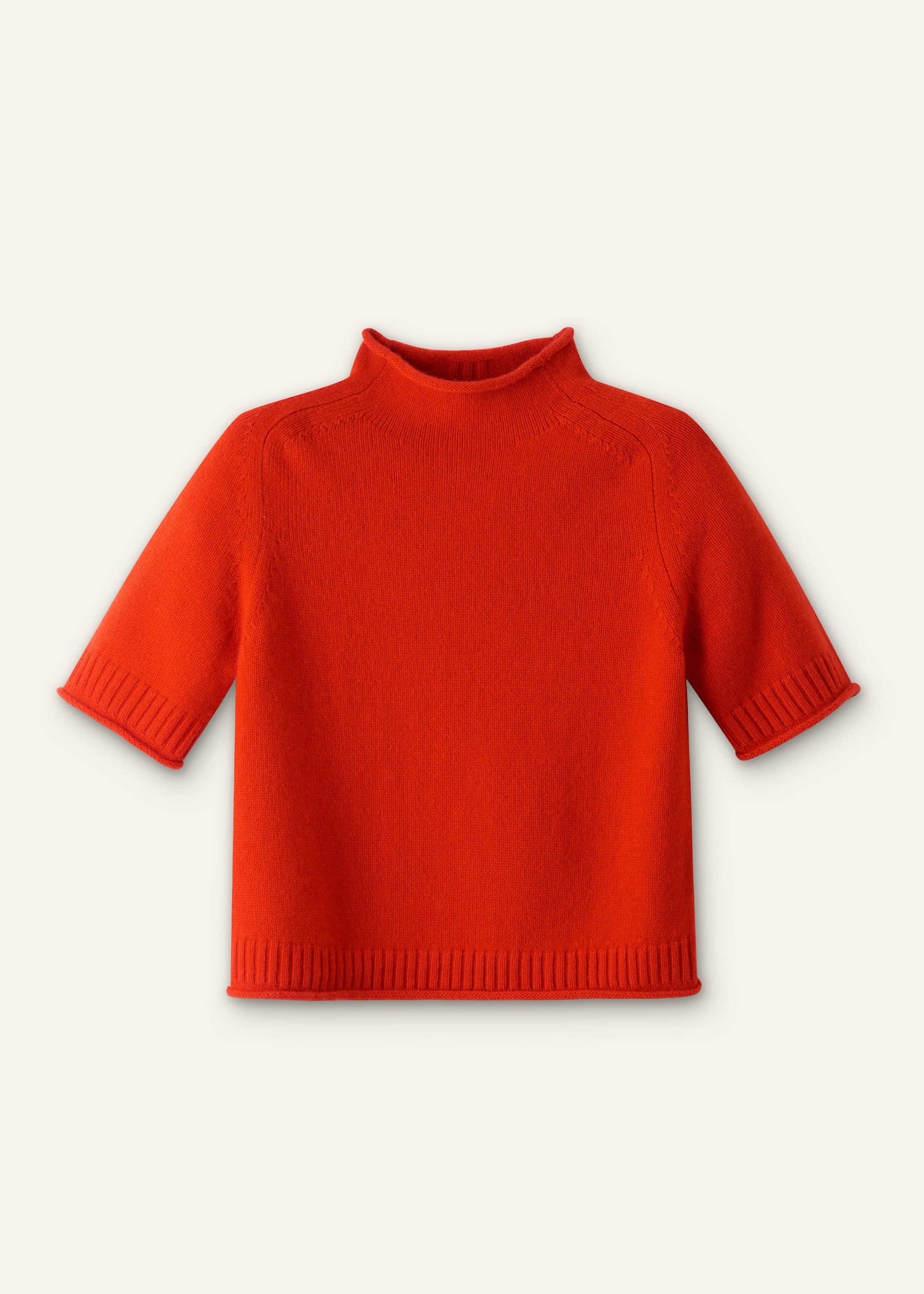 Orange Cashmere Roll Trim Knit Tee