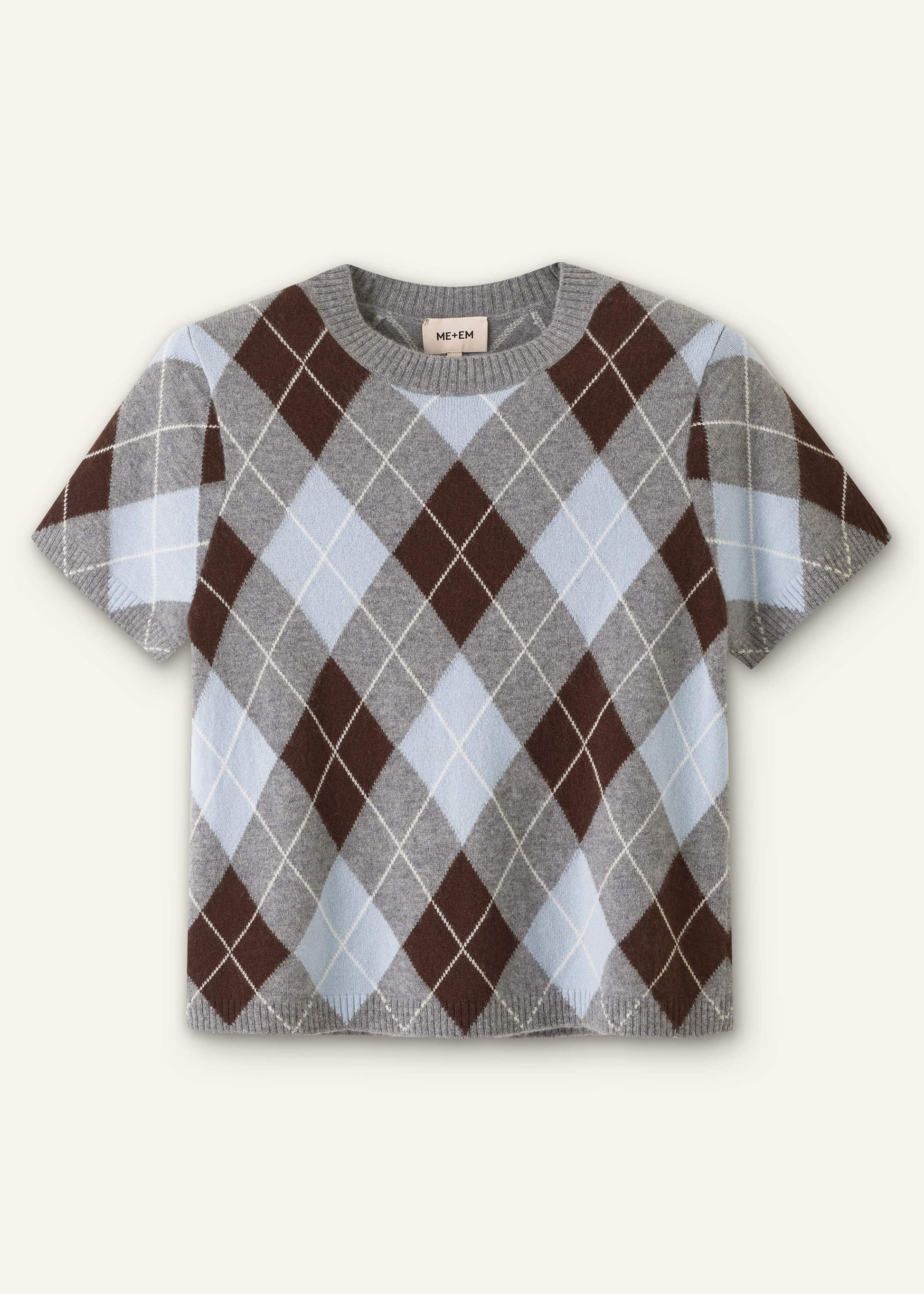 Blue Cashmere Argyle Baby Tee