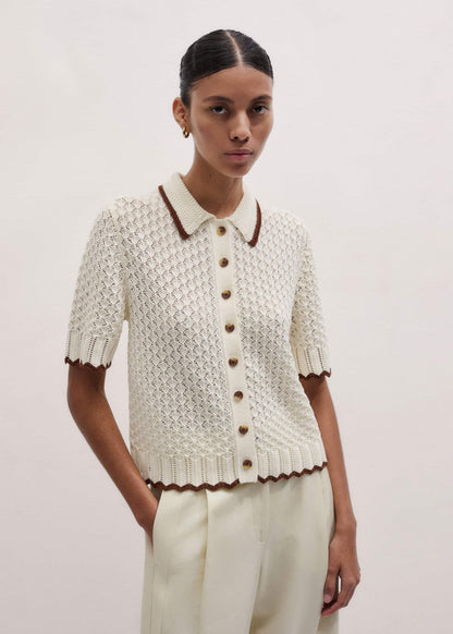 Cream Straight Knit Tee