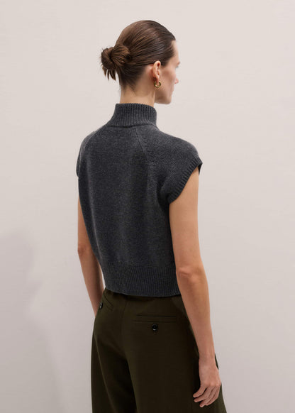 Grey High Neck Relaxed Vest