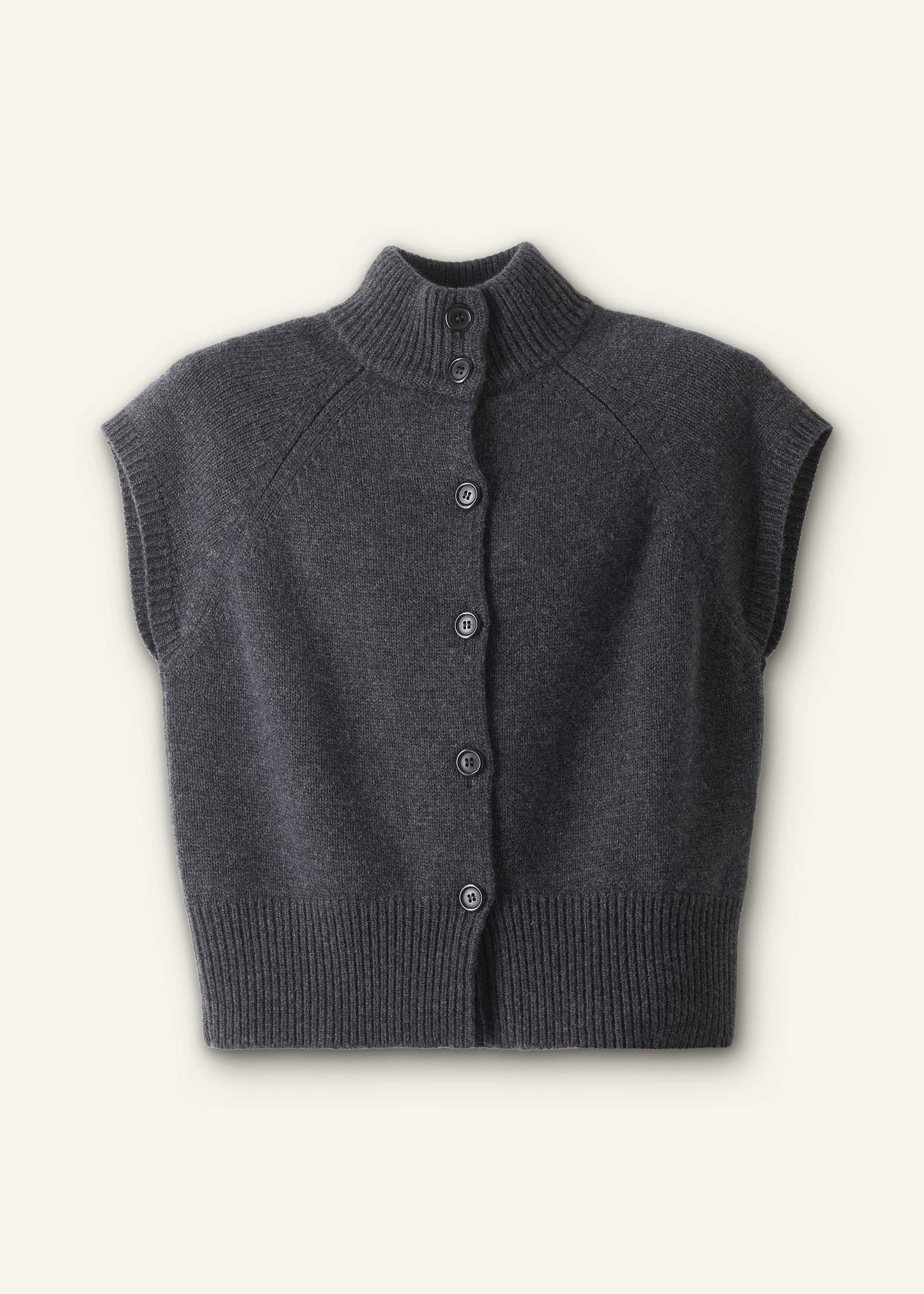Grey High Neck Relaxed Vest